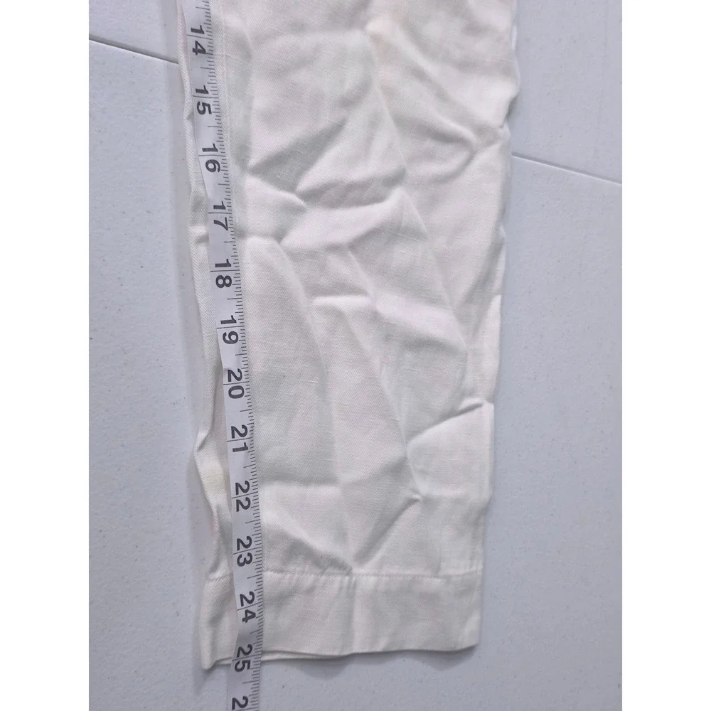 Banana Republic White Linen Blend Elastic Waist Patch Pocket‎ Pants XS High Rise